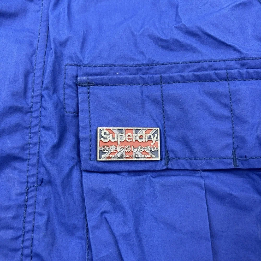 Superdry Military Jacket Men's Small Blue Cotton Utility Safari Pockets Full Zip